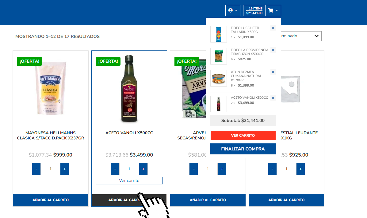Sumá productos al carrito