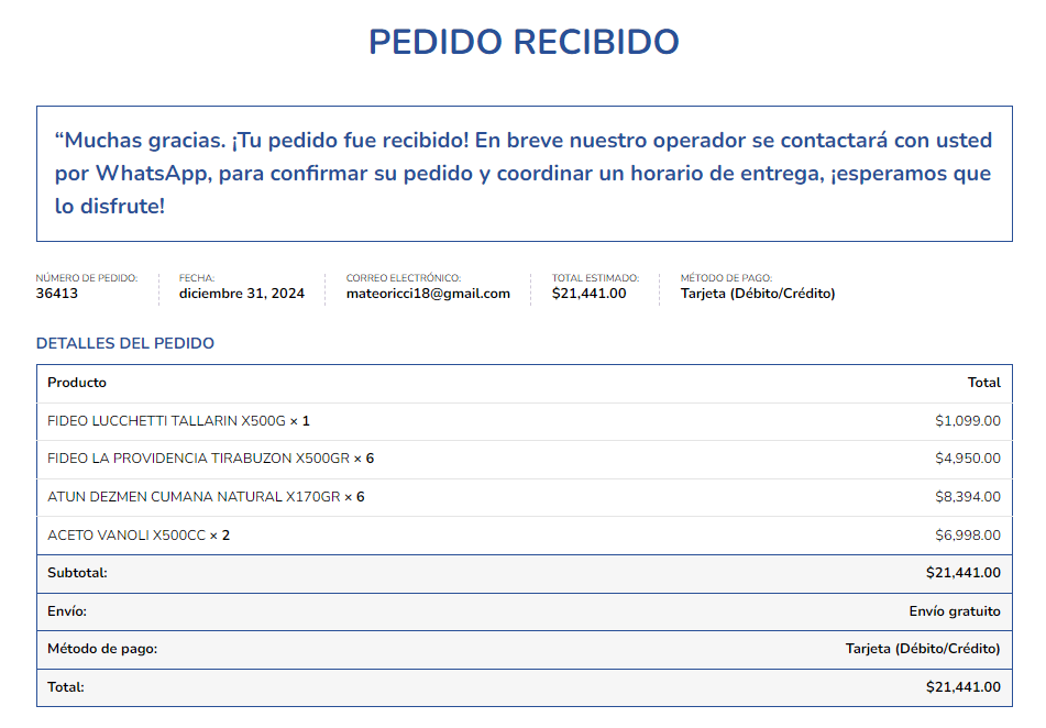 Chequeá tu pedido y seleccion´ el envió