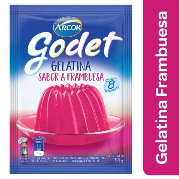 GELATINA GODET FRAMBUESA SOB. X25GR